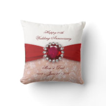 Damask 40e anniversaire Mariage Jeu d'oreiller