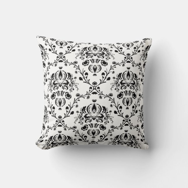 Coussin Damask blanc et noir (Recto)