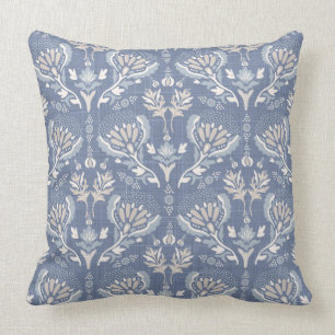 Coussin Damassé bleu de style campagnard français 