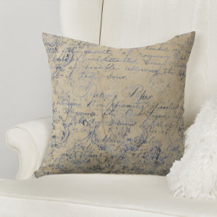 Coussin Damassé Bleu Élégant