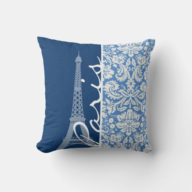 Coussin Damassé bleue ; Paris (Recto)
