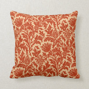 Coussin Damassé de chardon de William Morris, mandarine
