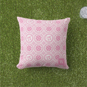 Coussin Damassé de Pickleball Prépa – Motif Dink Rose  