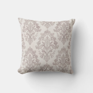 Coussin Damassé Floral Classique Aquarelle Taupe Douce