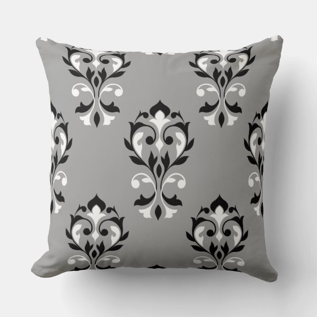 Coussin Damassé grand Ptn de coeur noir et blanc sur le (Recto)
