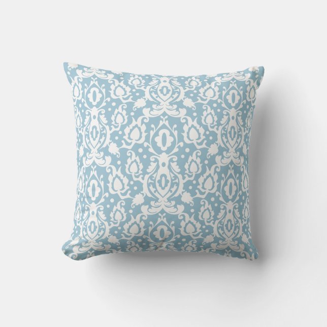 Coussin Damassé marocaine bleue de coquille d'oeuf (Recto)