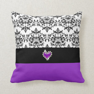 Coussin Damassé noire pourpre élégante