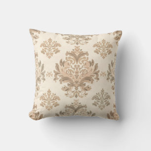 Coussin Damassé vintage élégant beige maison de campagne f
