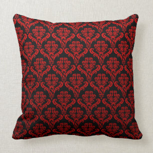 Coussin Damassés rouges sur le noir
