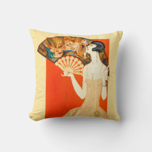 Coussin dame art déco avec ventilateur