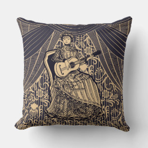Coussin Dame avec guitare