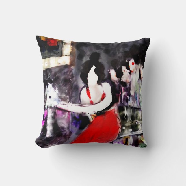 Coussin " Dame en rouge " Med (Recto)