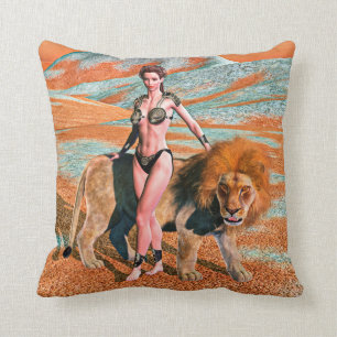 Coussin Dame et Lion