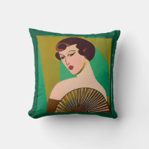 Dame moderne Art déco avec ventilateur