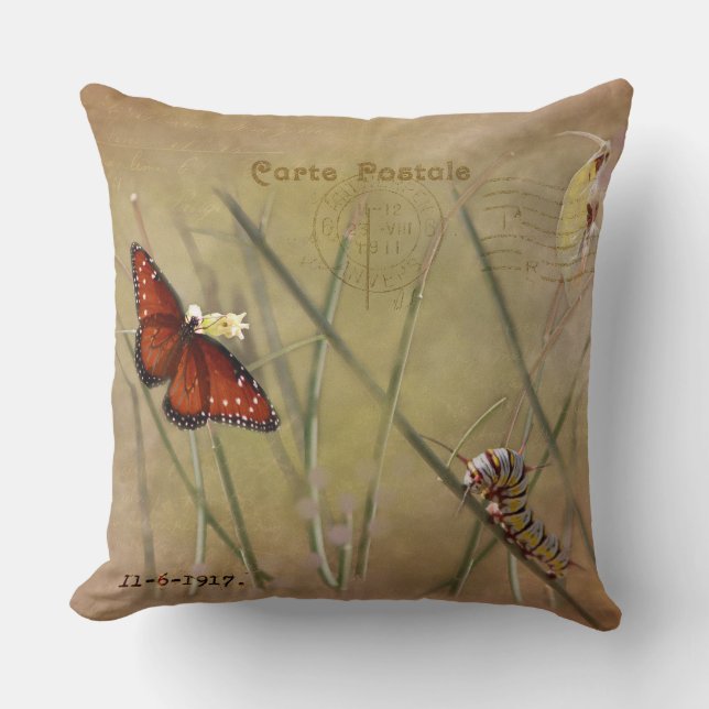 Coussin Dame Peinte en Techniques Mixtes  (Recto)