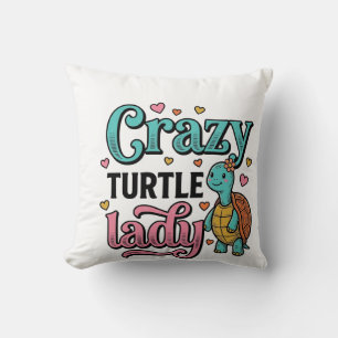 Coussin Dame Tortue Folle Dessin de Gravure Vintage_1