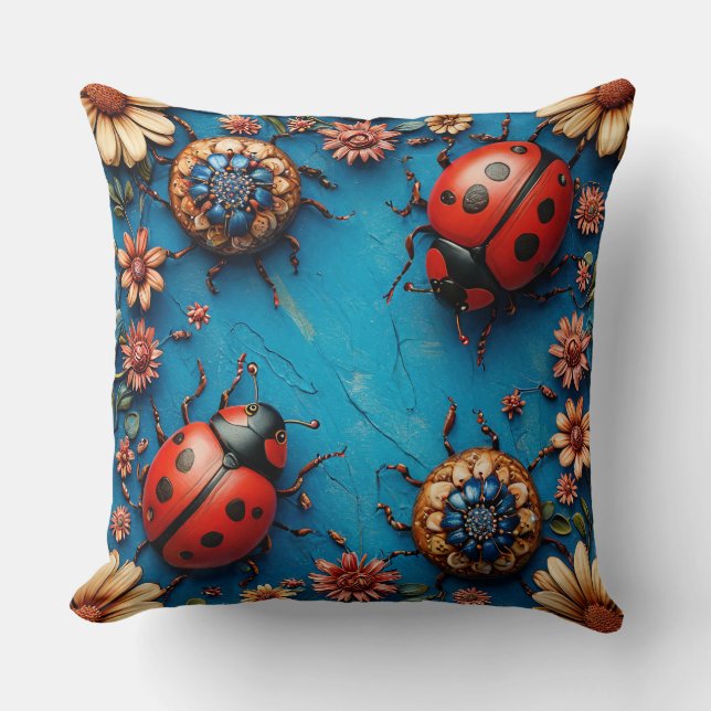 Coussin Dames colorées et fleurs (Recto)