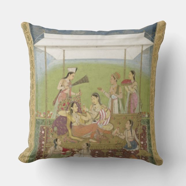 Coussin Dames écoutant la musique dans un jardin, du SM (Recto)