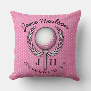 Coussin Dames Élégant Design Monogrammé de Golf