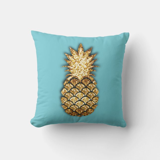 Coussin d'ananas de parties scintillantes d'or (Recto)