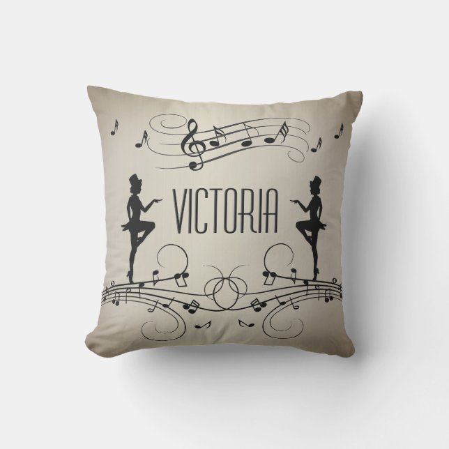 Coussin Dancers et musique Nom personnel (Recto)