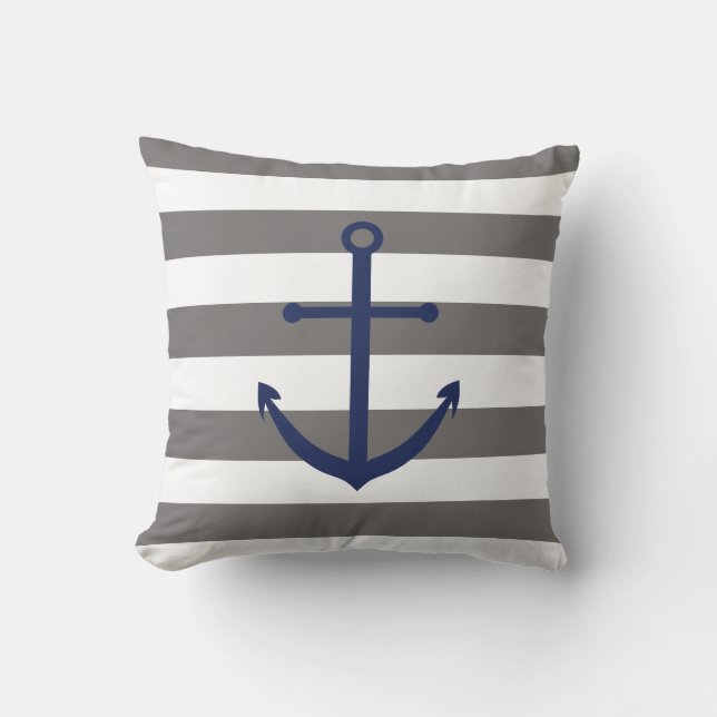 Coussin d'Ancre gris-foncé et de bleu marine (Recto)