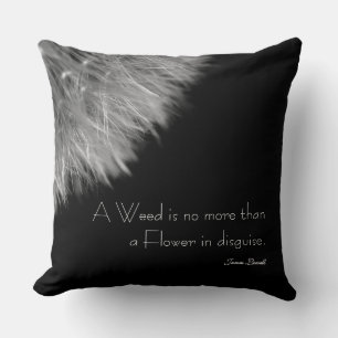 Coussin Dandelion en noir et blanc avec devis