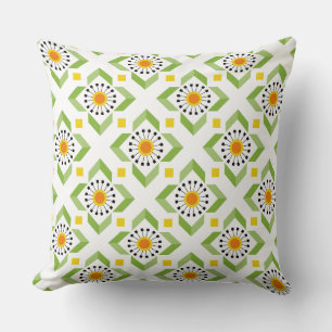 Coussin Dandelion orange vert moderne et Motif diamant
