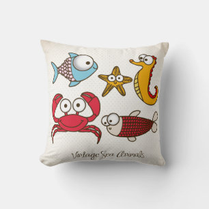 Coussin d'animaux de mer vintages
