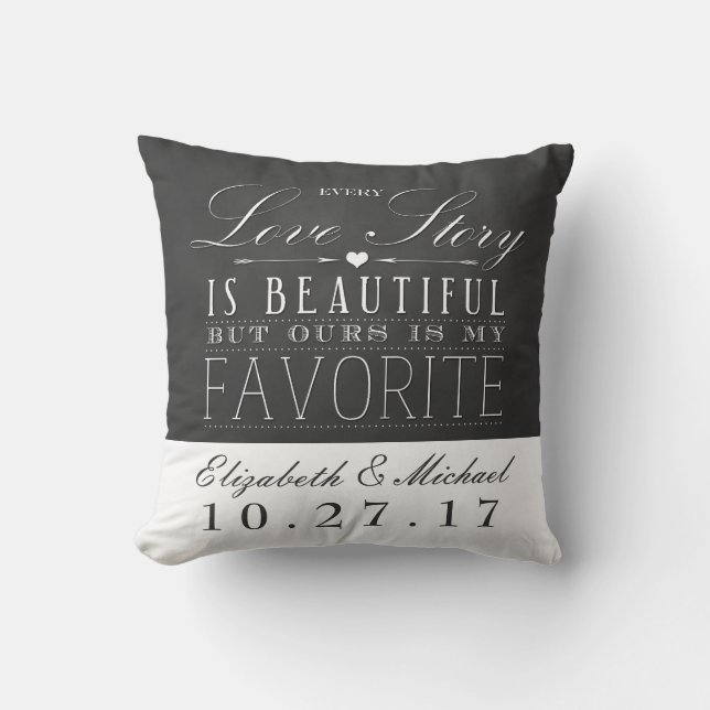 Coussin d'anniversaire de mariage de Love Story de (Recto)