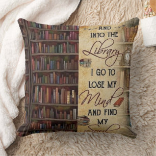 Coussin Dans la bibliothèque Je vais