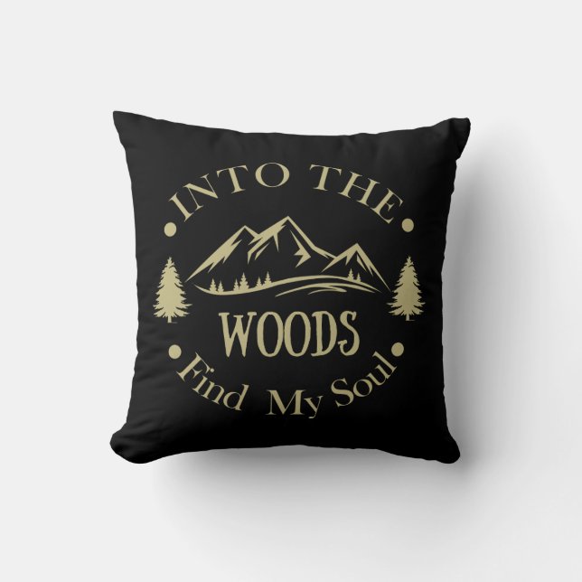 Coussin Dans les bois drôle de randonnée dire (Recto)