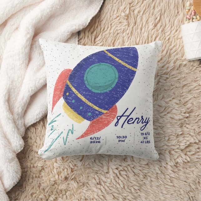 Coussin Dans l'espace Bébé Fusée Personnalisable (Couverture)