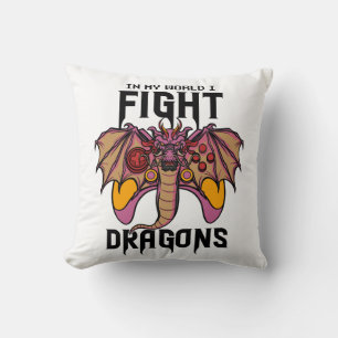 Coussin Dans Mon Monde, Je Lutte Contre Les Dragons