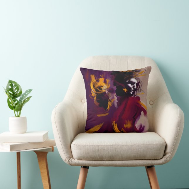 Coussin Danse de l'esprit – Figure abstraite expressive (Chaise)