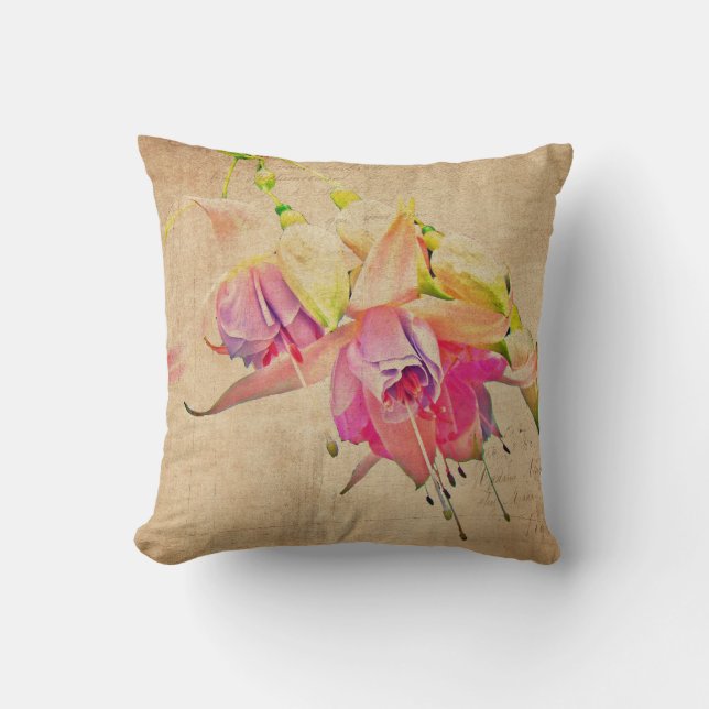 Coussin Danser Dans Le Vent - Fleurs Fuchsia (Recto)