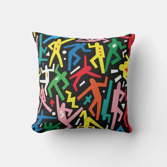 Coussin Danser des gens, doodle set motif. (Recto)