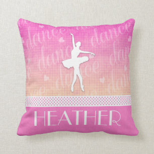 Coussin Danseur passionné de gradient rose avec des coeur