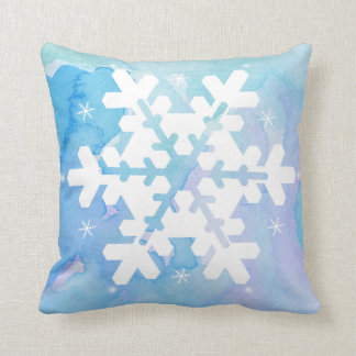 Coussin d'aquarelle : Flocon de neige congelé