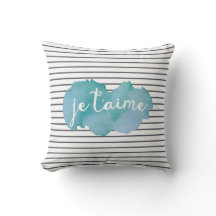 Coussin d'aquarelle graphique Je T'aime