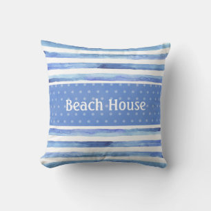 Coussin d'aquarelle nautique à point bleu