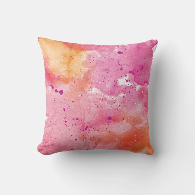 Coussin d'aquarelle rose Galaxy (Recto)