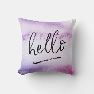 coussin d'aquarelle violet lettré à la main