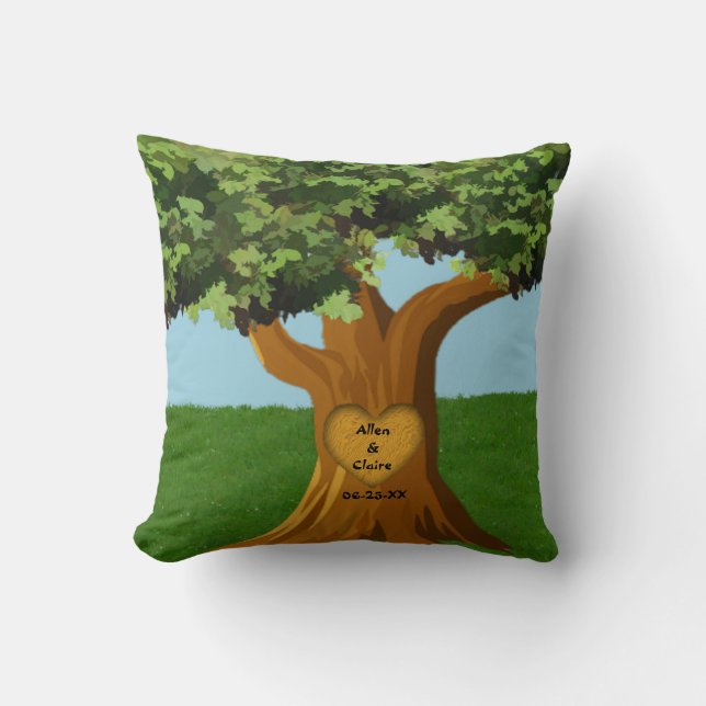 Coussin d'arborescence d'amour de nom personnalisé (Recto)