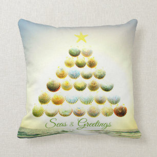 Coussin d'arbre de Noël de Shell de mers et de