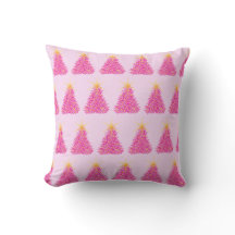 Coussin d'arbre de Noël rose