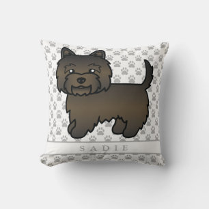 Coussin Dark Brindle Cairn Terrier Chien Illustration & No