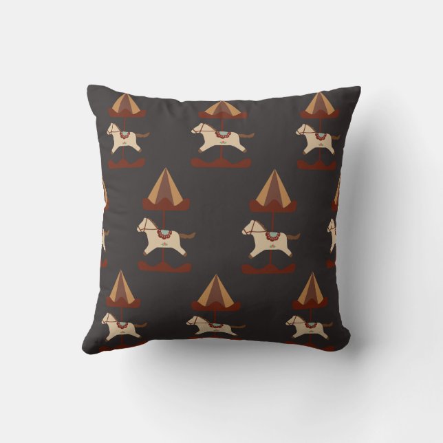 Coussin Dark Carousel Horse Pattern Throw Pillow (Verso)