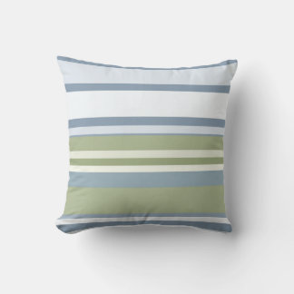 Coussin Dark Pastel Blue and Spring Rain Stripes