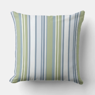 Coussin Dark Pastel Blue and Spring Rain Stripes